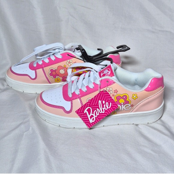 Barbie pink white lace up floral sneakers womens size 7 - Picture 15 of 16